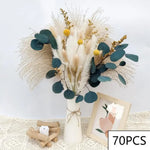 bouquet fleurs séchées naturelles décoration maison blanc beige vert rustic