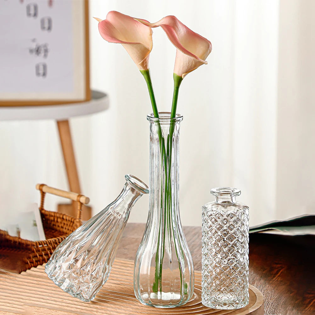 vases transparent modernes classiques motifs géométriques ridés décoration fleurs