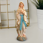 figurine virgin mary résine religieuse ange doré fleurs roses base décorative 8cm 13cm
