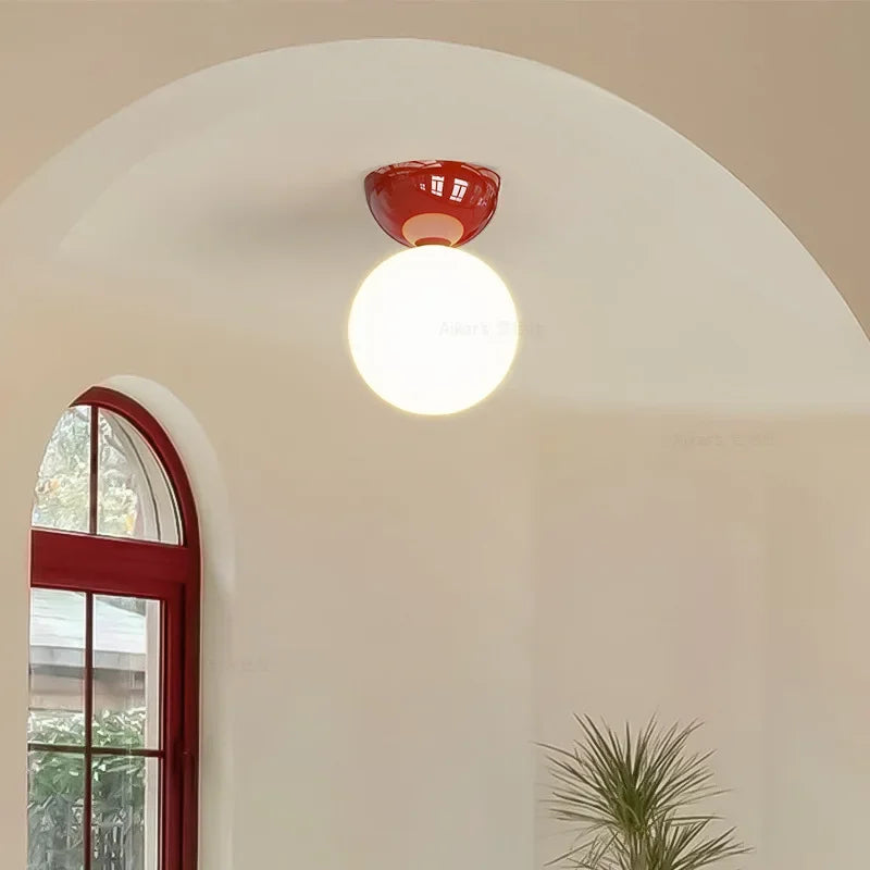 plafonnier moderne minimaliste verre opaque ampoule led g9 rouge blanc vert