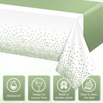 nappe blanche étoiles dorées chemin table vert satiné festif anniversaire mariage enfantsDecorationTableFestiveModernestyleSageGreen