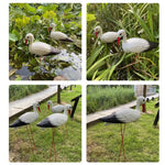 décoration extérieure oiseau cigogne blanche réaliste plumes métal rouge jardin piscine