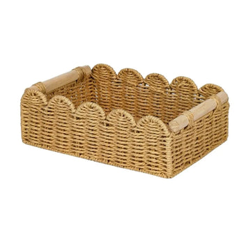 panier bohème tressé beige bord festonné multifonction réutilisable rustique decoration champêtre
