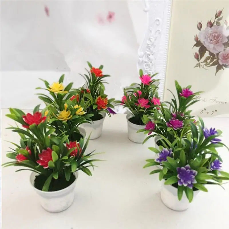 décoration maison plante artificielle pot blanc feuilles vertes fleurs colorées tropicalextérieur festif