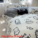 ensemble literie floral ours chien canard doux enfantin machine laver blanc rose bleuclair
