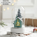 décoration noël miniature maison verre animaux sapin cadeaux lettres noel base plate