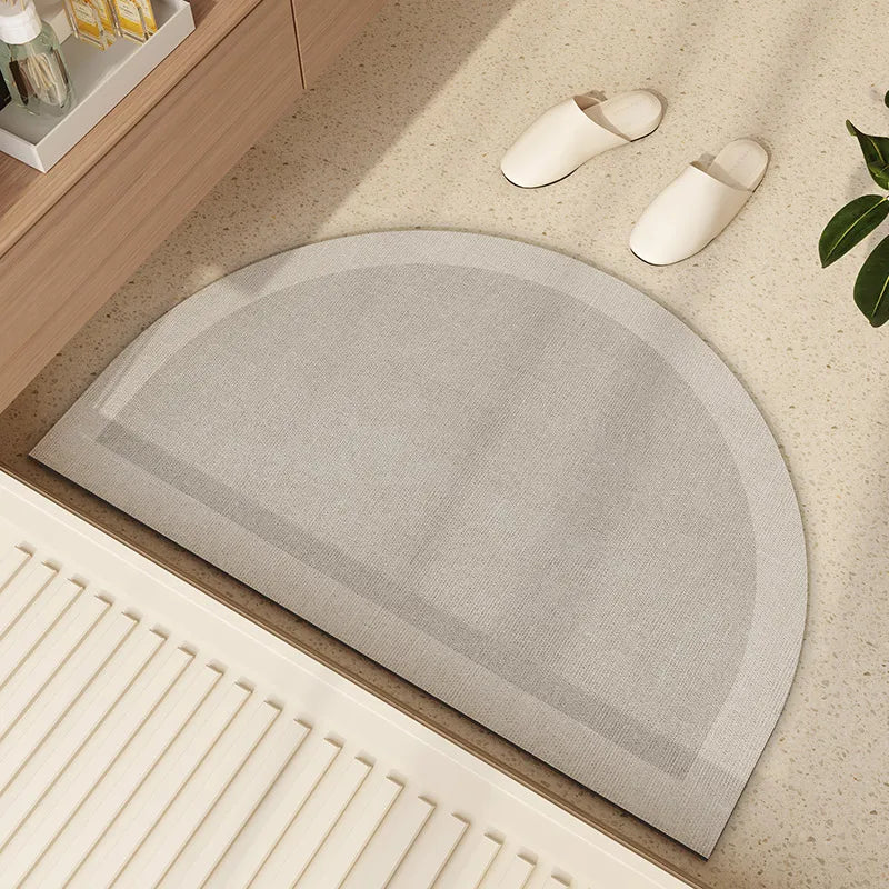tapis sol beige clair rayures horizontales moderne salle bain absorbant séchage rapide antidérapant
