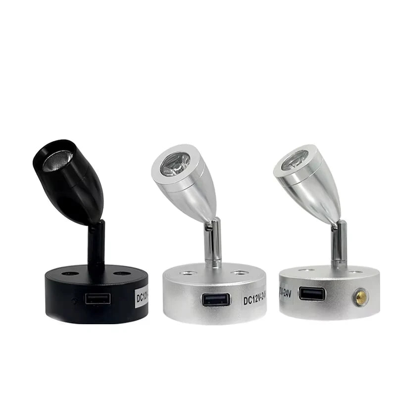 lampe lecture flexible moderne noir argent interrupteur tactile port usb éclairage mural led 12v