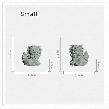 statues feng shui lions verts pierre granuleuse artisanat maison jardin