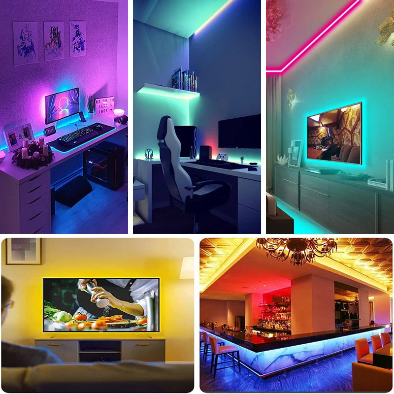 ruban led multicolore moderne télécommande 44 touches adhésif guide chambre salon deco fête