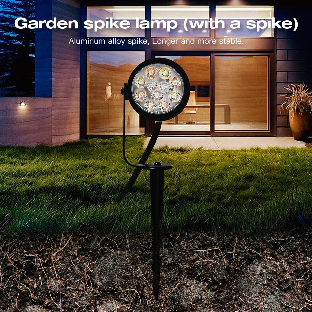 lampe jardin led rgbcct ip66 moderne spiked noire 7w ccc 24v certifications rohs lvd
