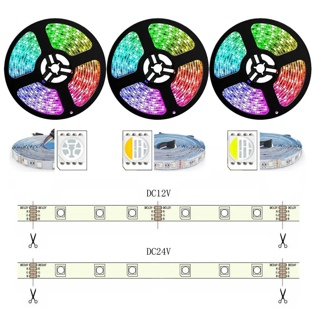 ruban led flexible 5m 60leds rgbw rgbww adhésif moderne blanc multicolore