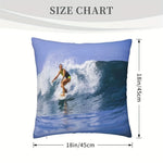 coussin personnalisable photo surf moderne bleu 45x45cm polyester fixations chambre lit