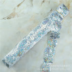 ruban décoratif dentelle sequins fleurs 4cm bleu vert rouge rose or argent partie