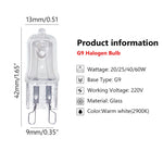 ampoules halogènes g9 transparentes classiques 25w 28w 40w 60w longue durée haute température