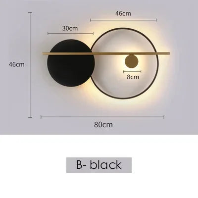 lampe murale moderne minimaliste noir blanc doré géométrique fixée mur sphères cercles barre translucide