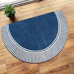 tapis demi circulaire moderne bleu marine rayures horizontales antidérapant intérieur extérieur 40x60cm 50x80cm 60x90cm