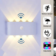applique murale led détecteur mouvement blanc noir gris moderne minimaliste fixations invisibles