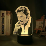 lampe nuit 3d portrait johnny hallyday veilleuse led couleur changeante telecommande usb