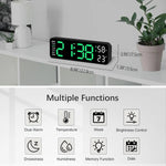 horloge murale numérique moderne carrée noir vert affichage LED radio luminova