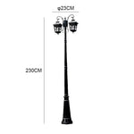 Lampadaire extérieur étanche ip65 moderne deux têtes 2.3m noir or vintage aluminium