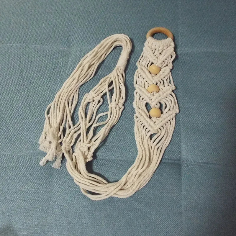 suspension murale macramé boho plante corde coton annneau métallique blanc artisanalintérieur jardin