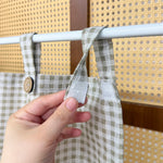 rideau tab top carreaux beige gris moderne rustique opulent dentelle