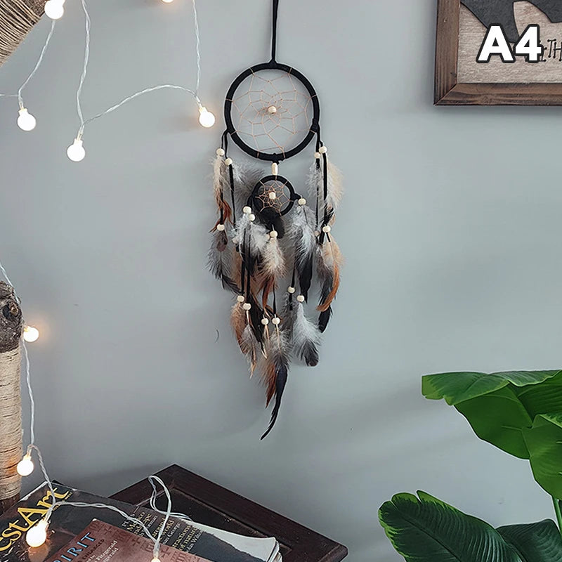 attrape rêves ethnique attrape rêves boho chic plumes fil raphia marron bleu blanc