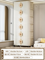 meuble rangement moderne armoire beige clair grille dimensions roulettes 45x30x71.9cm