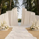 rideau fond blanc crème élégant tissu plissé semi transparent cérémonie mariage moderne sculptural
