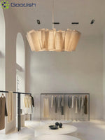 Lampe suspendue moderne tissu beige clair texture légèrement rugueuse salon chambre hall