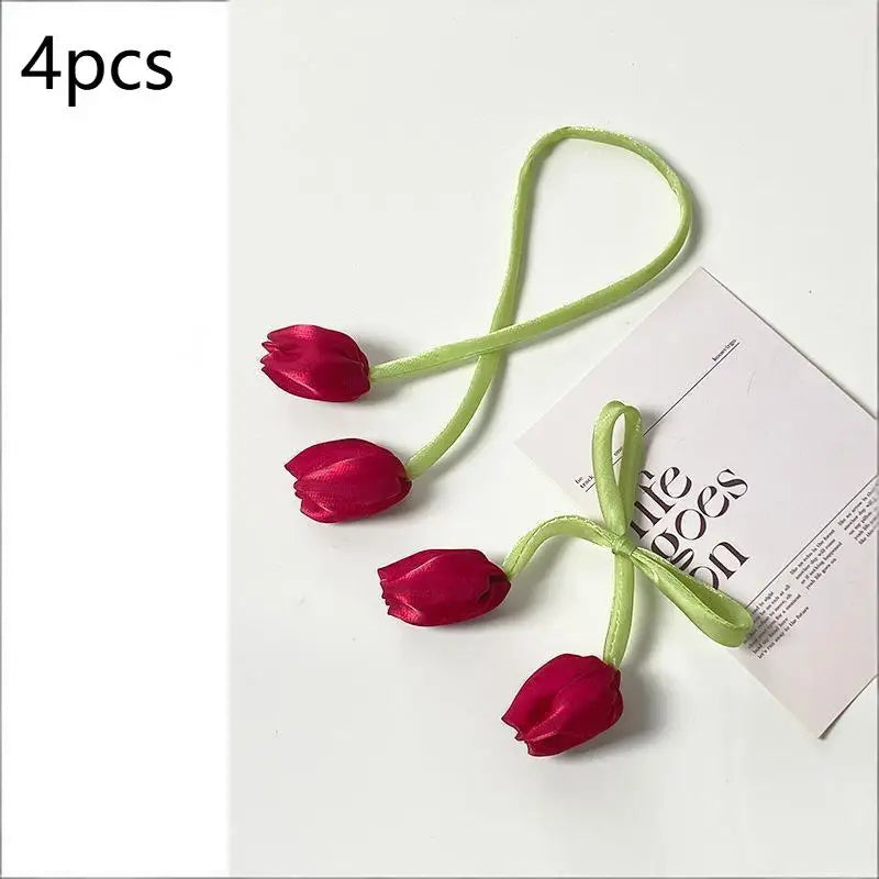 rideaux tulipes relief blanc rose vert violet moderne élégant fixations rubans réglables