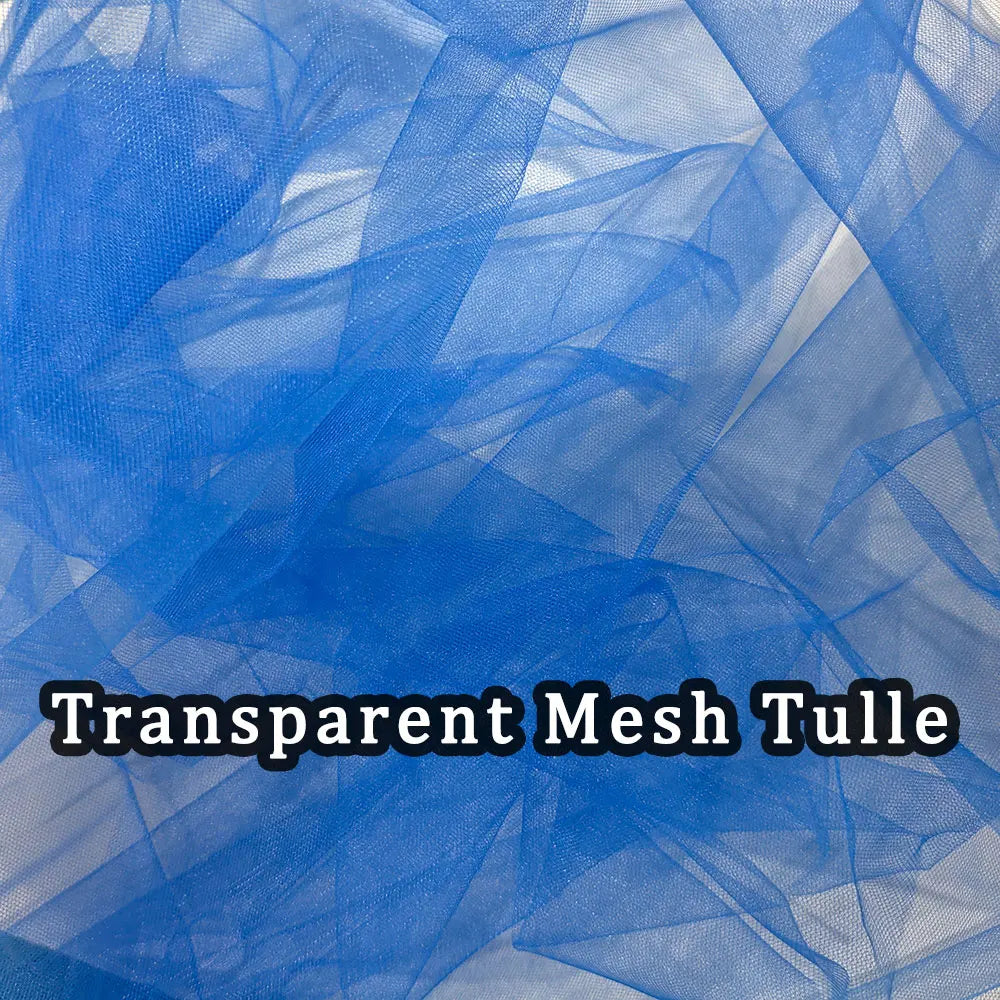 tulle bleu transparent finement tissé ruban blanc décoration mariage anniversaire événements élégante longueur grande