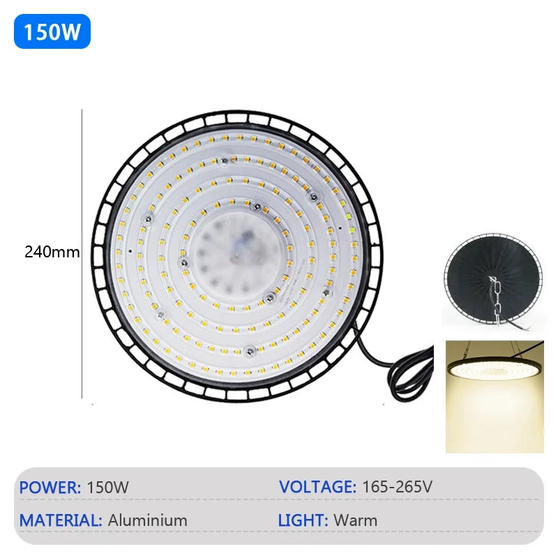 éclairage industriel led haute luminosité 280mm noir moderne étanche 200w