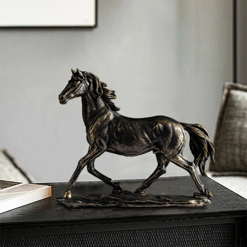 statuette cheval doré ornée strass art déco maison feng shui cadeau anniversaire noël pâques
