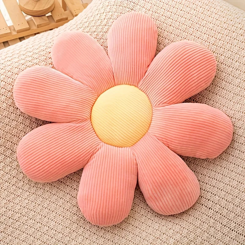 coussin moderne polyester fleuri bleu jaune blanc rose 40cm 40cm