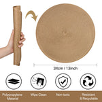 tapis table classique tissage rond marron clair respectueux environnement 34cm diamètre assiette fourchette couteau