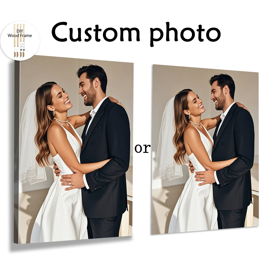 cadre photo personnalisé bois blanc décoration murale mariage famille chat cadeau moderne minimaliste