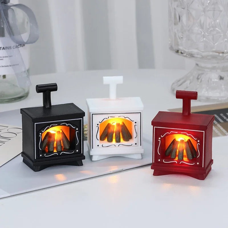 miniature cheminée feu bois veilleuse deco table led rouge noir blanc