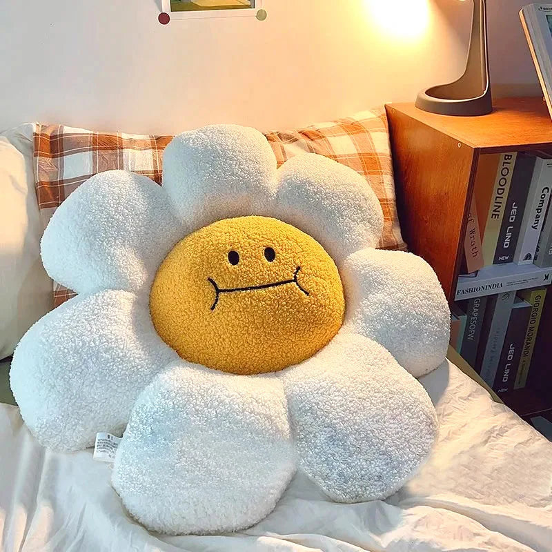 coussin fleuri doux blanc noir pelucheux moderne décoration canapé siège chambre lit