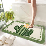 tapis bain multicolore arc ciel antidérapant absorbant moderne chats fleurs cactus polyester