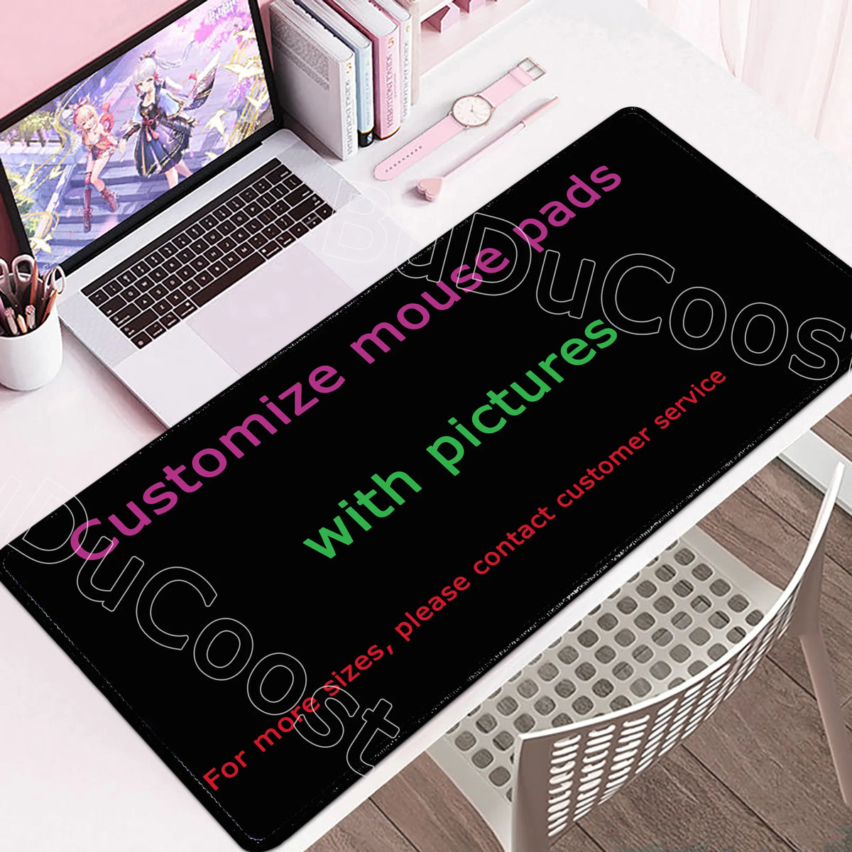 tapis souris personnalisable noir lettres colorées moderne grande taille gaming