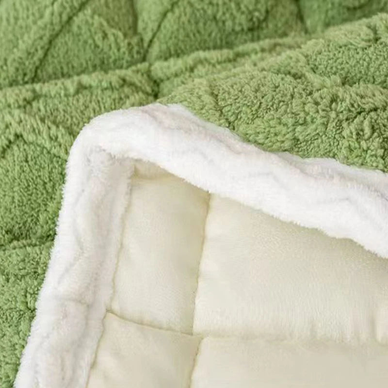 couverture automne hiver polyester vert clair motif géométrique douce adhésifs lits simples épaisses réglables