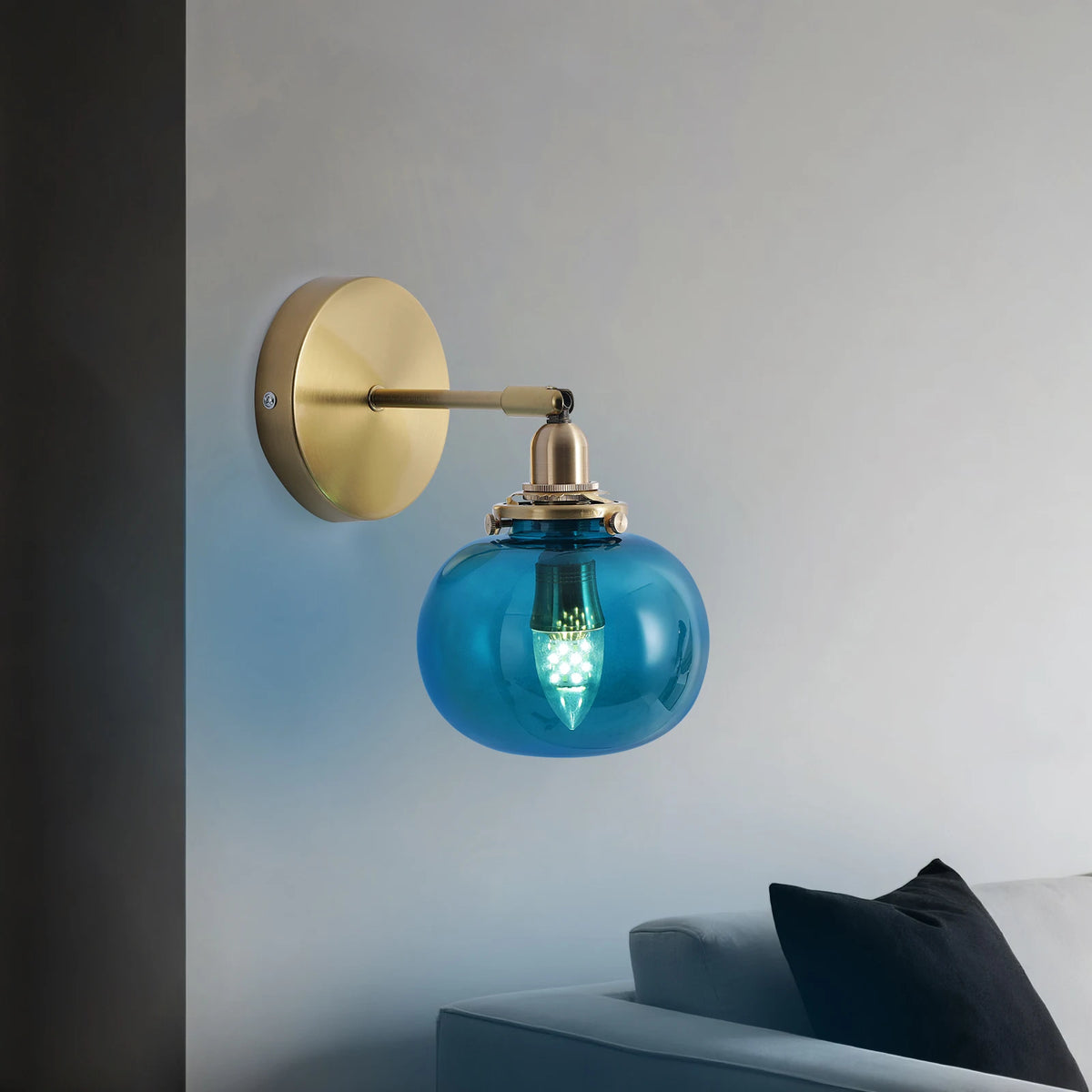applique murale moderne or bleu transparent éclairage cuisine salle manger fixée mur led