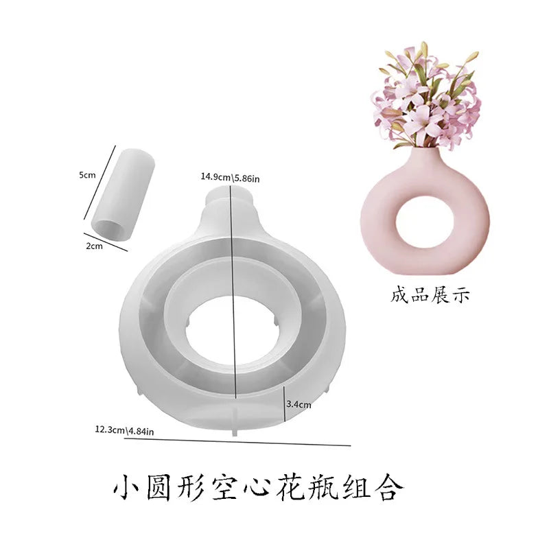 vase silicone rayures circulaires blanc rose moderne minimaliste ornement