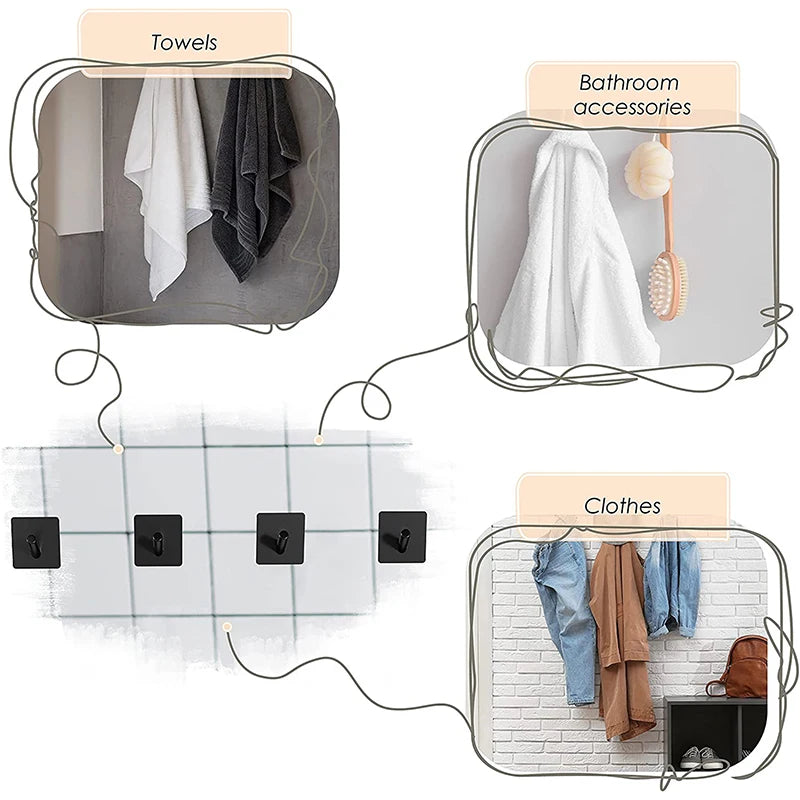 porte serviettes moderne adhésif acier inoxydable noir fixe salle bains bain cuisine