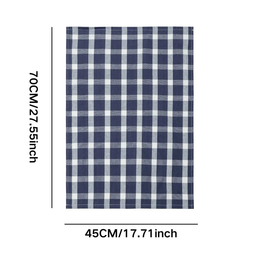 serviettes cuisine coton bleu marine blanc carreaux rayures classiques 45x70cm ensemble 1/5 pièces
