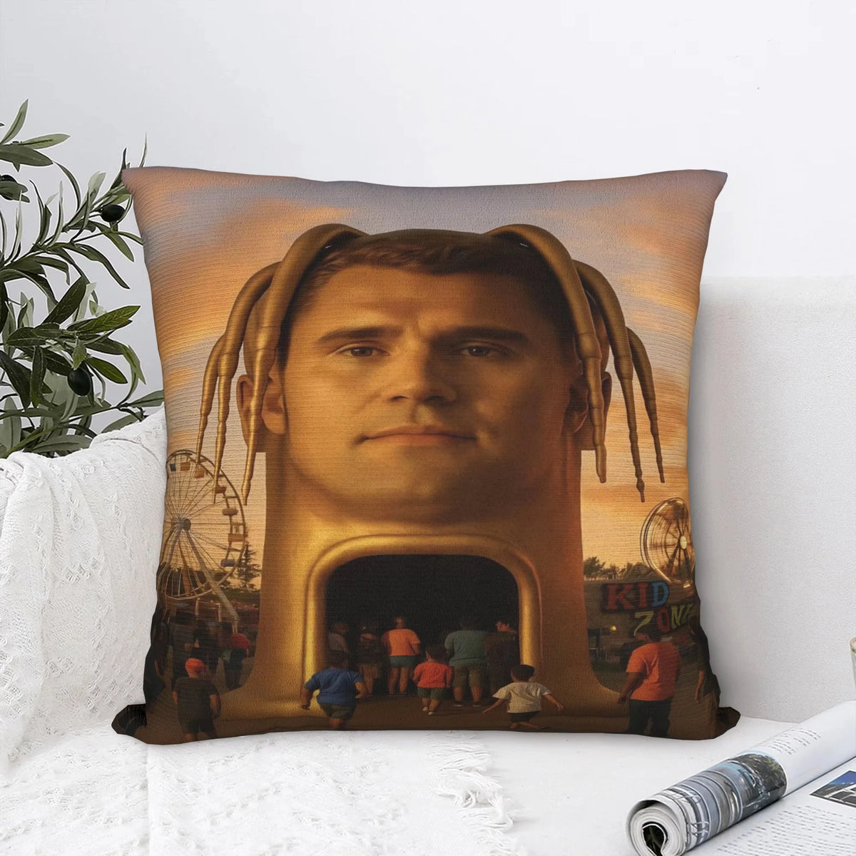 housse coussin moderne or beige tête humaine dreadlocks adhésif non toxique polyester lit maison