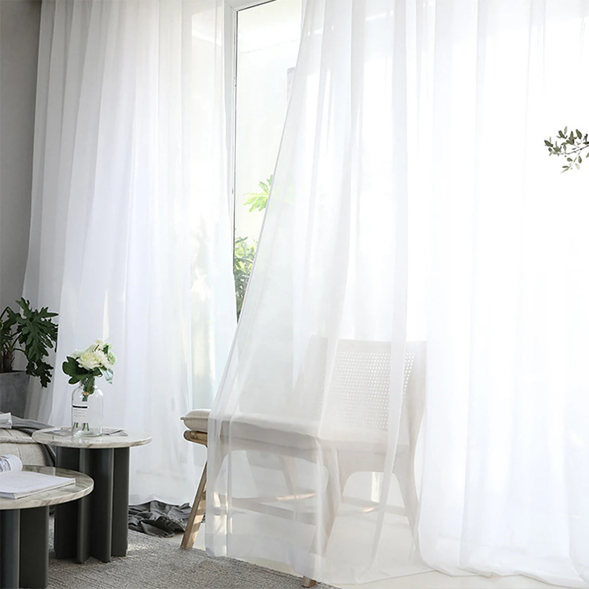 rideau transparent blanc moderne tulle polyester salon hospitalité