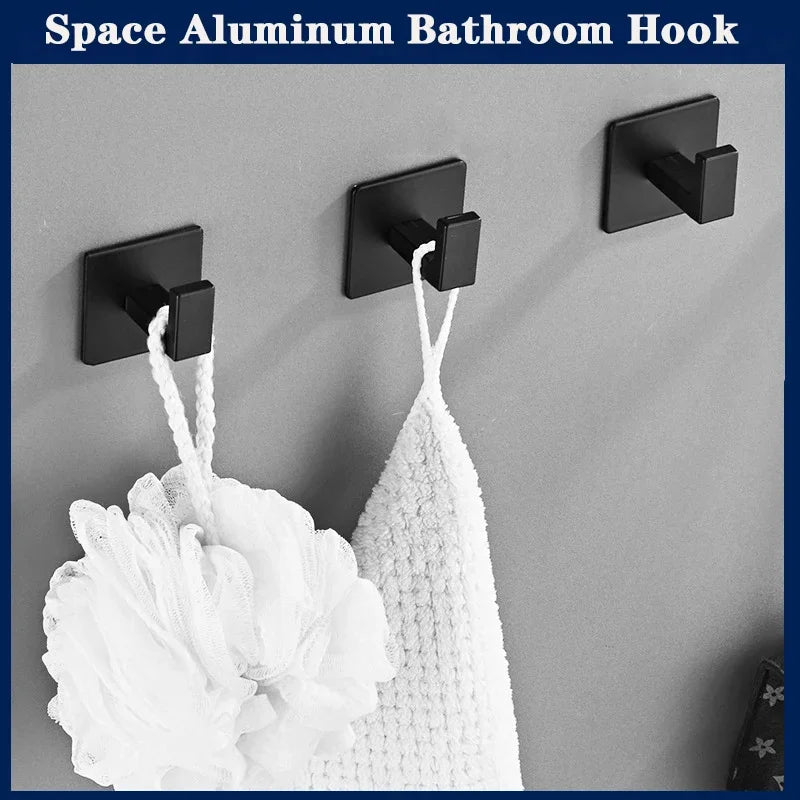 porte serviettes adhésifs modernes noir mat crochets alliage aluminium minimaliste salle bain cuisine
